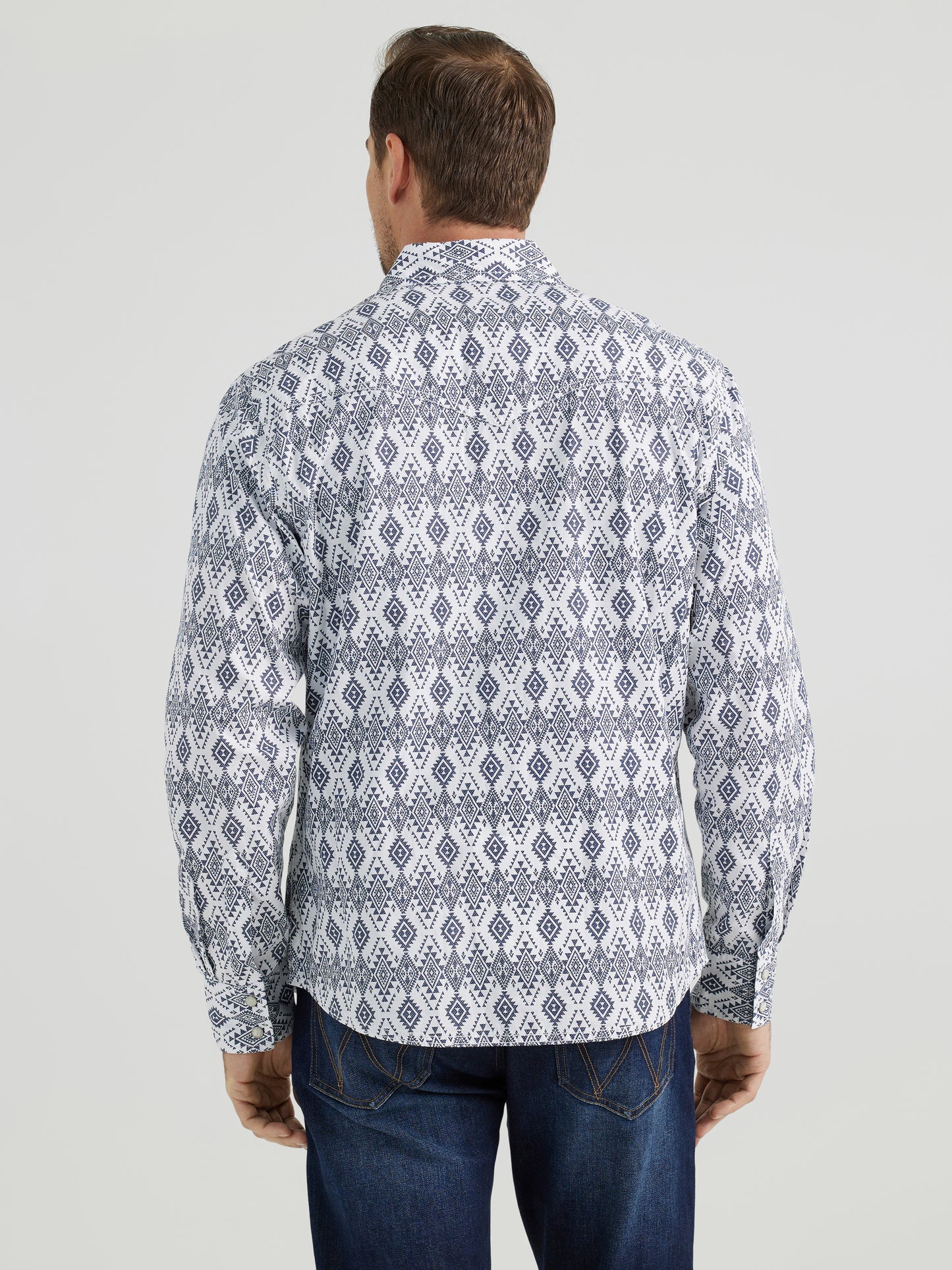 Men's Modern Fit Retro Western Shirt - White/Indigo