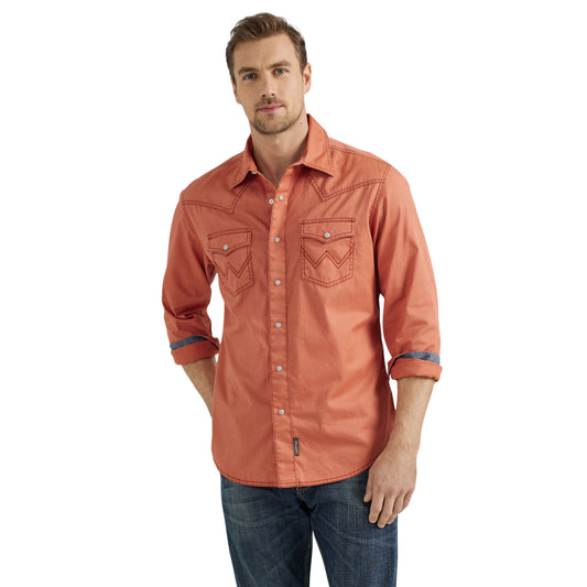 Men's Modern Fit Retro Western Shirt - Rust