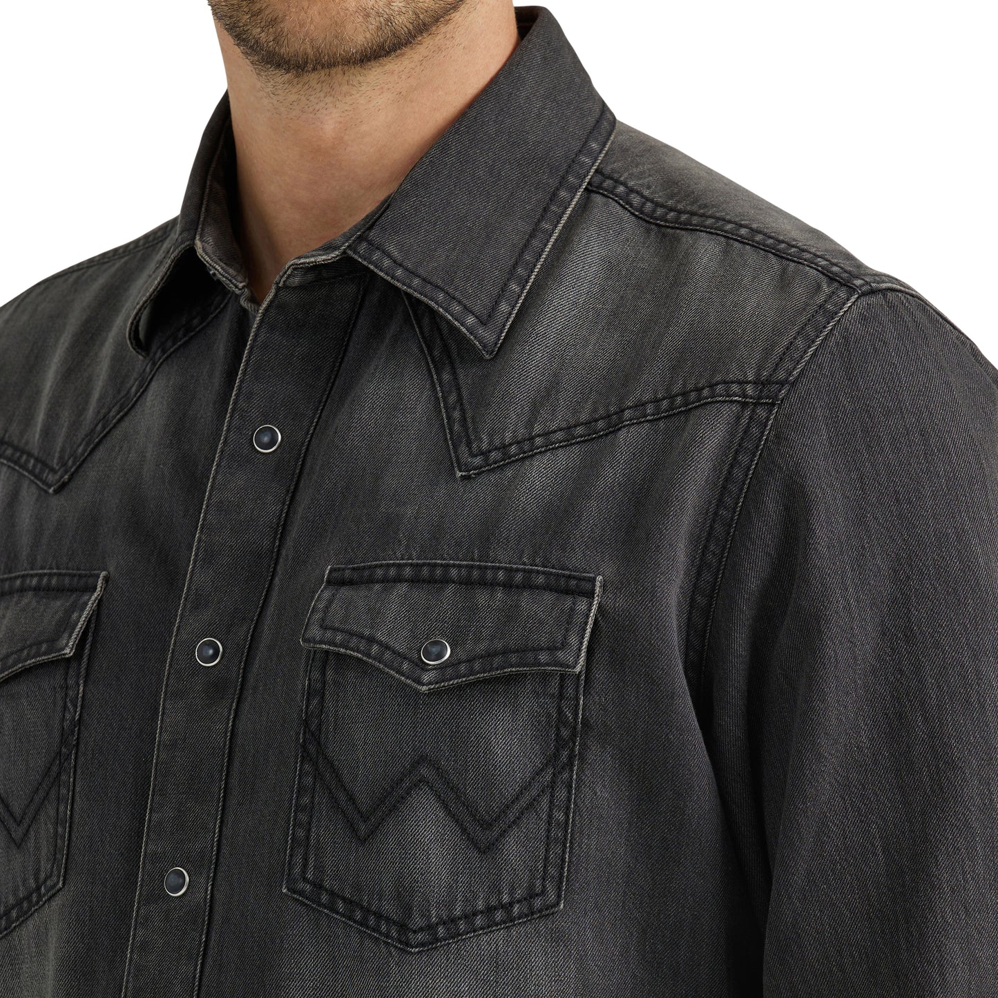 Men's Modern Fit Retro Western Shirt - Washed Black