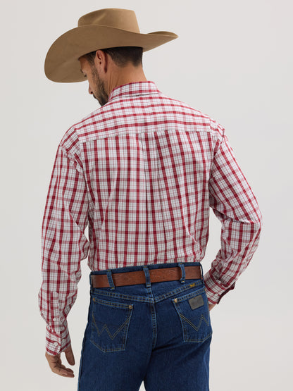 Men's George Strait Western Shirt - White/Red Plaid