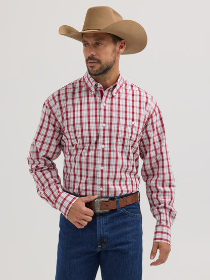 Men's George Strait Western Shirt - White/Red Plaid