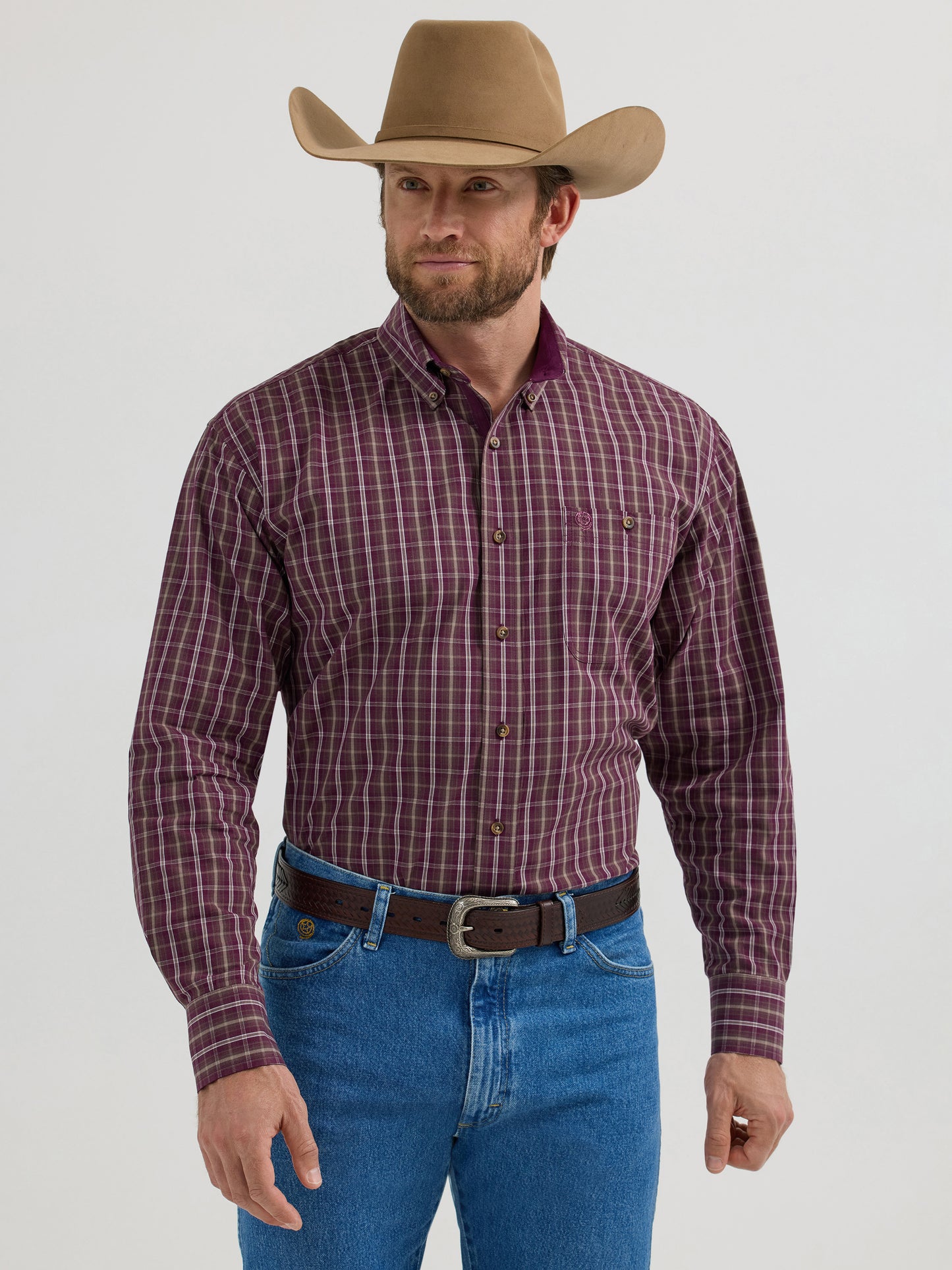 Men's George Strait Western Shirt - Burgundy