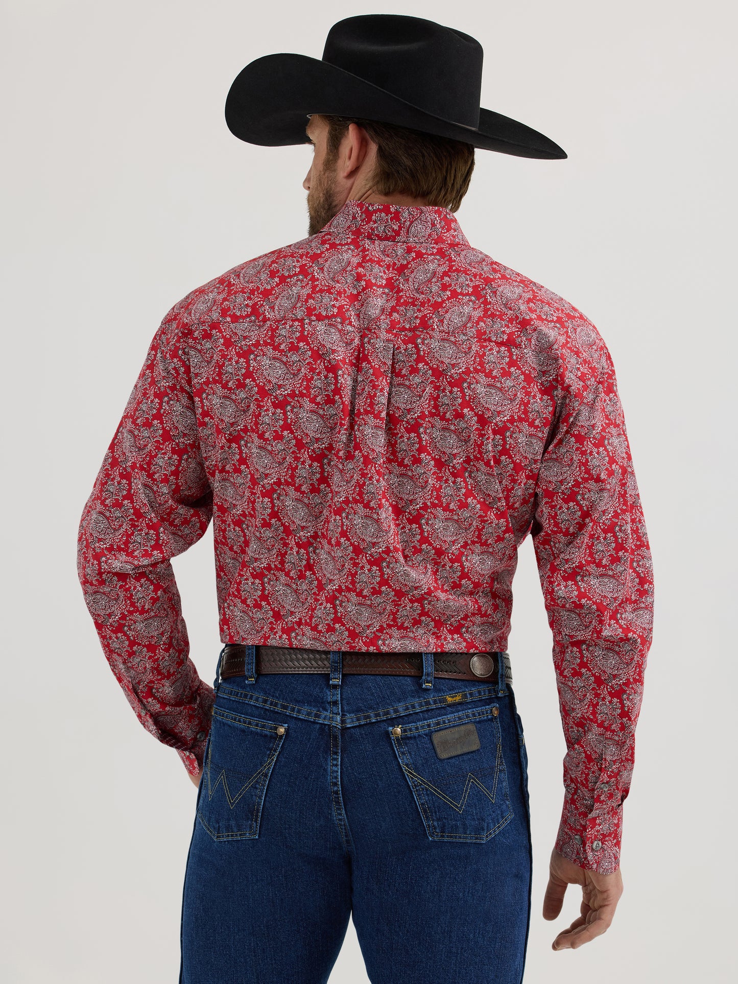 Men's George Strait Western Shirt - Red Paisley