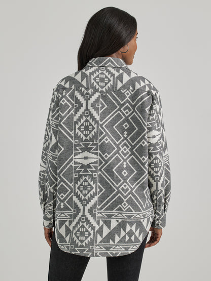 Ladies Boyfriend Fit Button Down Shirt - Black/White