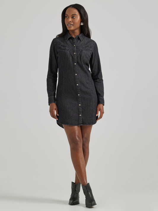 Ladies Denim Dress - Black