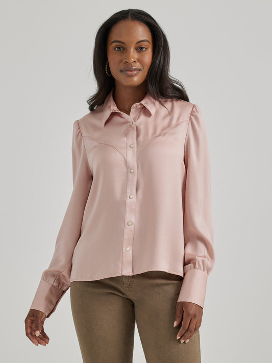 Ladies Retro Blouse - Light Pink