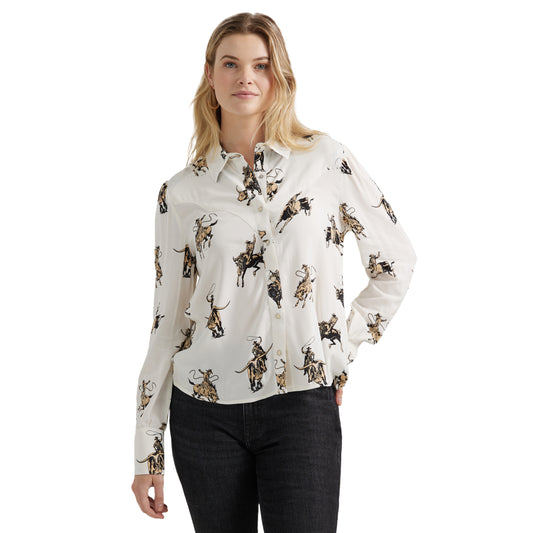 Ladies Retro Blouse - White