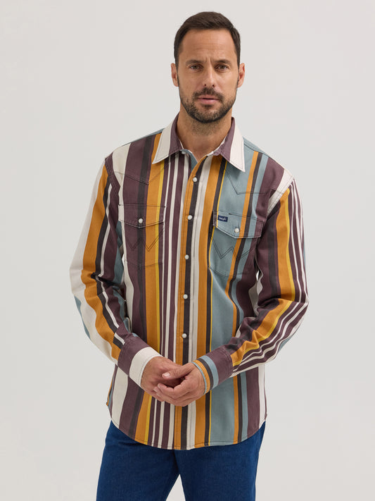 Men's Brush Popper Western Shirt - Multi Stripe