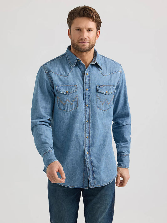 Classic Denim Western Snap Shirt