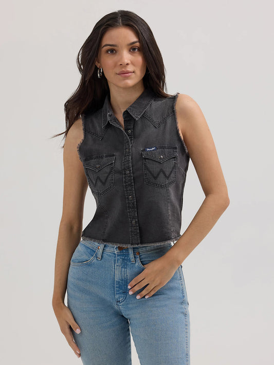 Ladies Cropped Sleveless Western