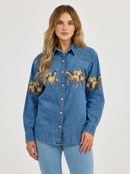 Ladies Denim Western Shirt