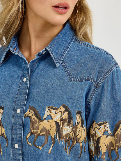 Ladies Denim Western Shirt