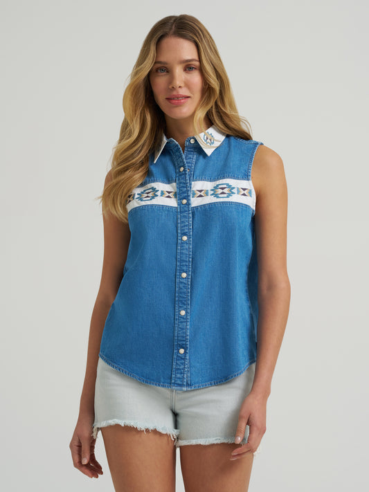 Ladies Sleeveless Western Shirt