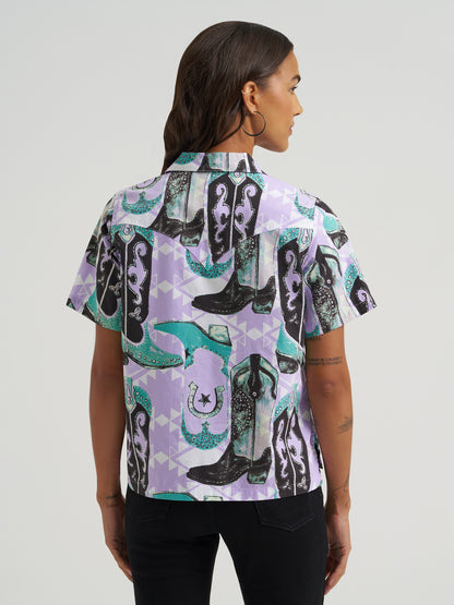 Ladies Shortsleeve Button Up