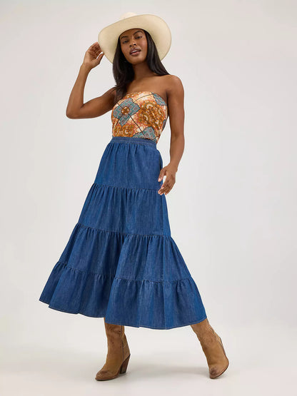 Ladies Denim Midi Skirt