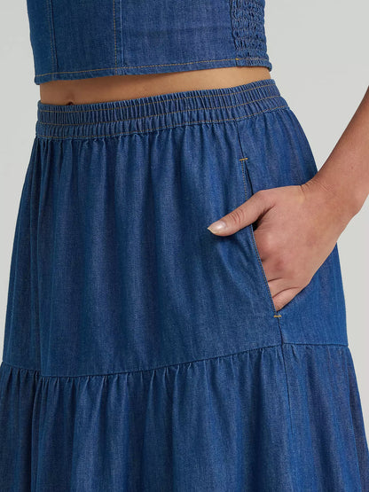 Ladies Denim Midi Skirt