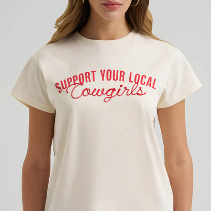 Retro Women's Off White 'Support Your Local Cowgirls' Short Sleeve Tee