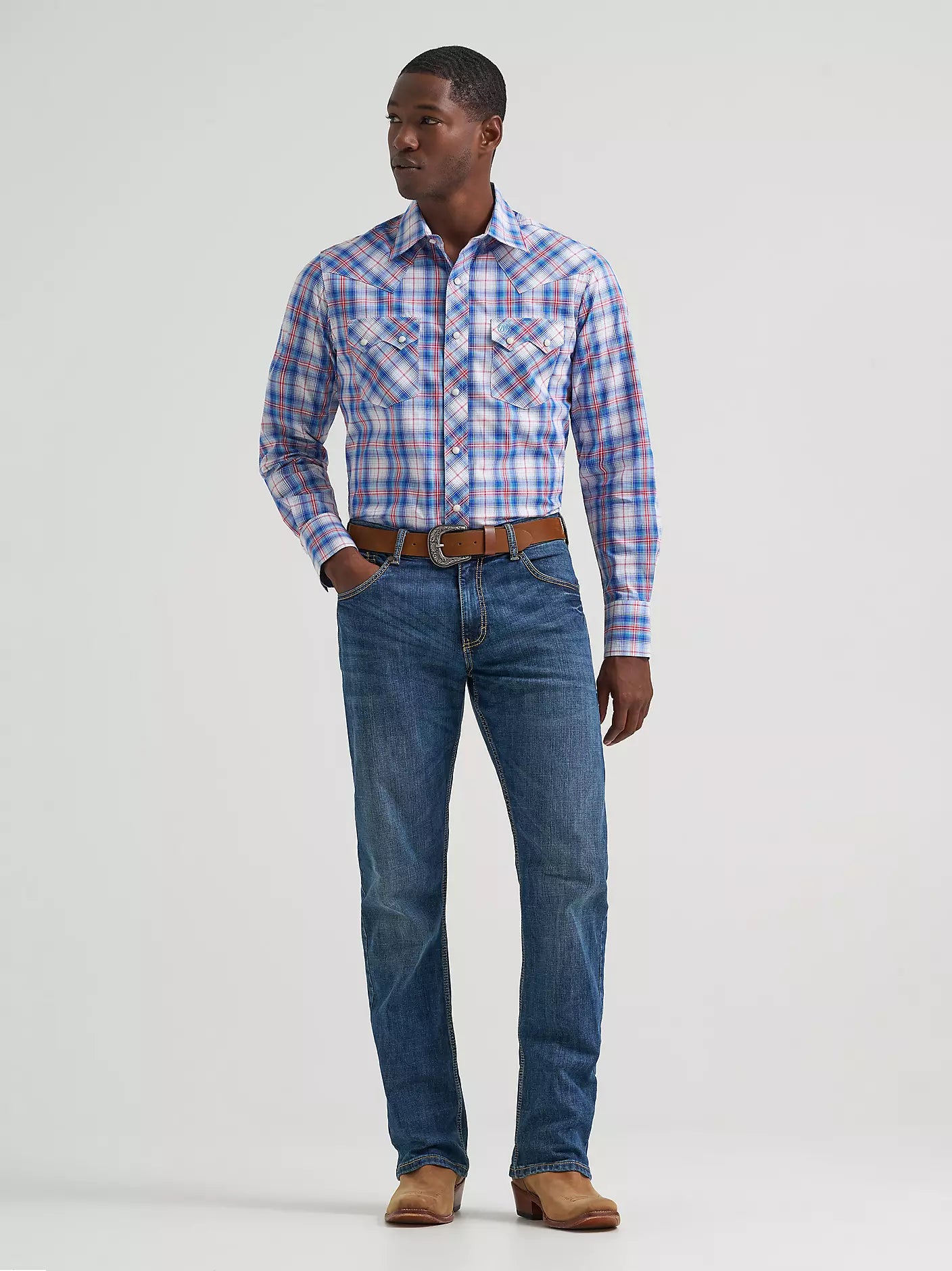 Men's Wrangler Retro® Long Sleeve Sawtooth Snap Pocket Western Shirt
