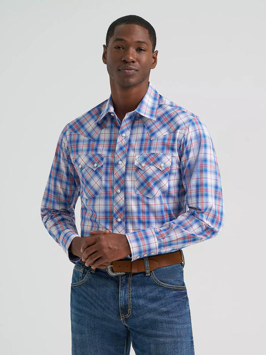 Men's Wrangler Retro® Long Sleeve Sawtooth Snap Pocket Western Shirt