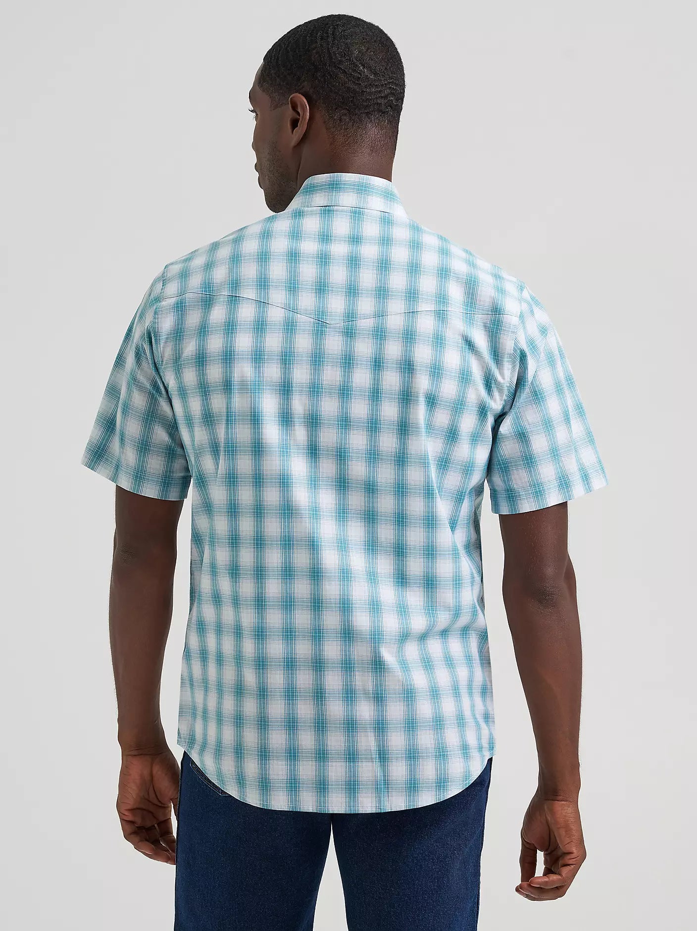 Men's Wrinkle Resist Short Sleeve Western Snap Plaid Shirt