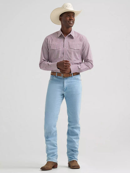 Men's Wrinkle Resist Long Sleeve Western Snap Stripe Shirt