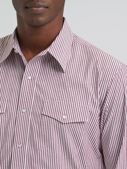 Men's Wrinkle Resist Long Sleeve Western Snap Stripe Shirt