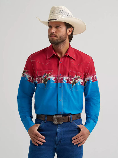 Men's Checotah® Long Sleeve Western Snap Horizontal Print Shirt