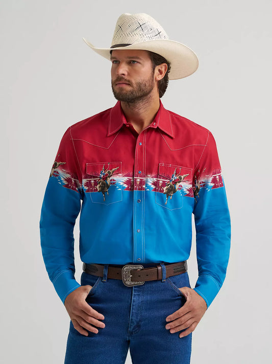 Men's Checotah® Long Sleeve Western Snap Horizontal Print Shirt