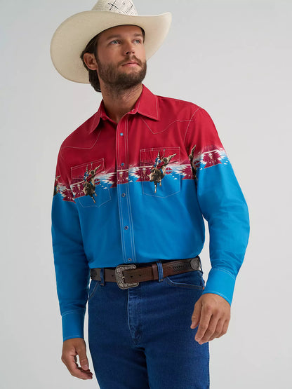 Men's Checotah® Long Sleeve Western Snap Horizontal Print Shirt