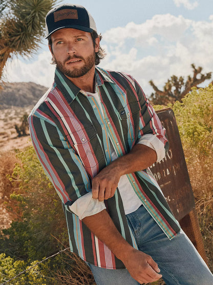 Vintage-Inspired Brushpopper Western Snap Workshirt