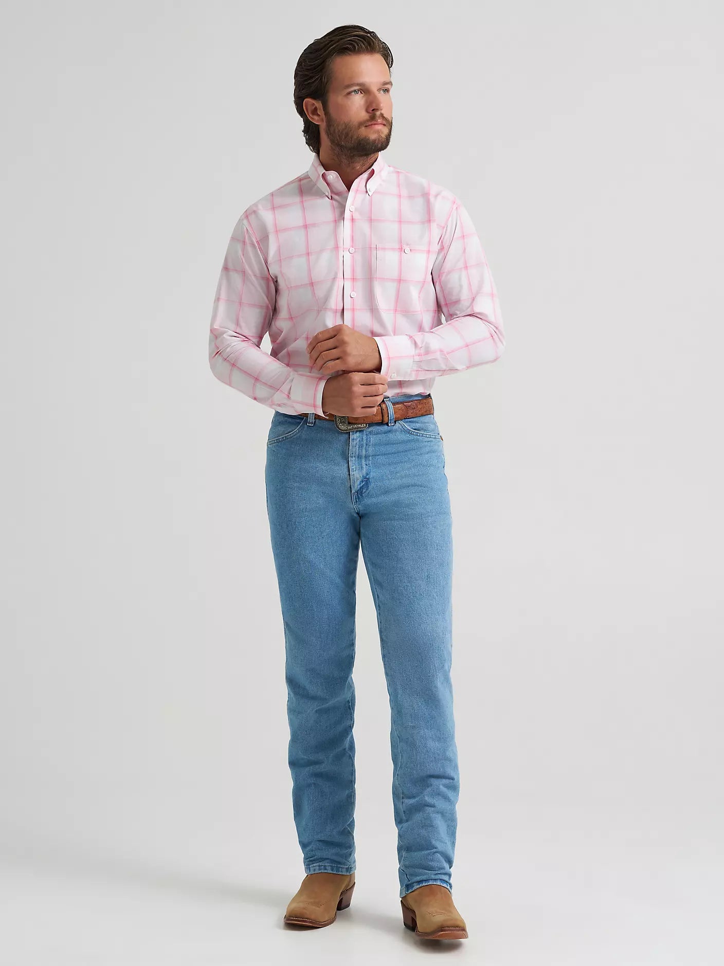 Men's Wrangler Bucking Cancer Button Down Shirt