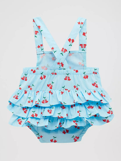 Baby Girl's Western Printed Ruffle Bodysuit