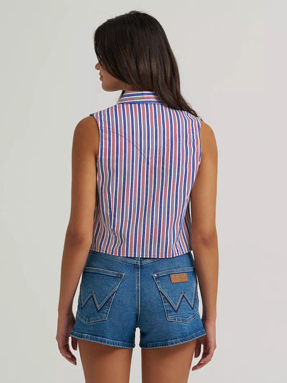 Women's Wrangler Striped Sleeveless Snap Shirt
