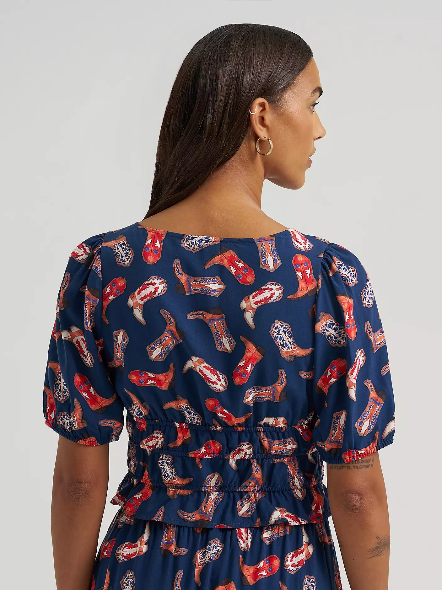 Women's Puff Sleeve V-Neck Blouse