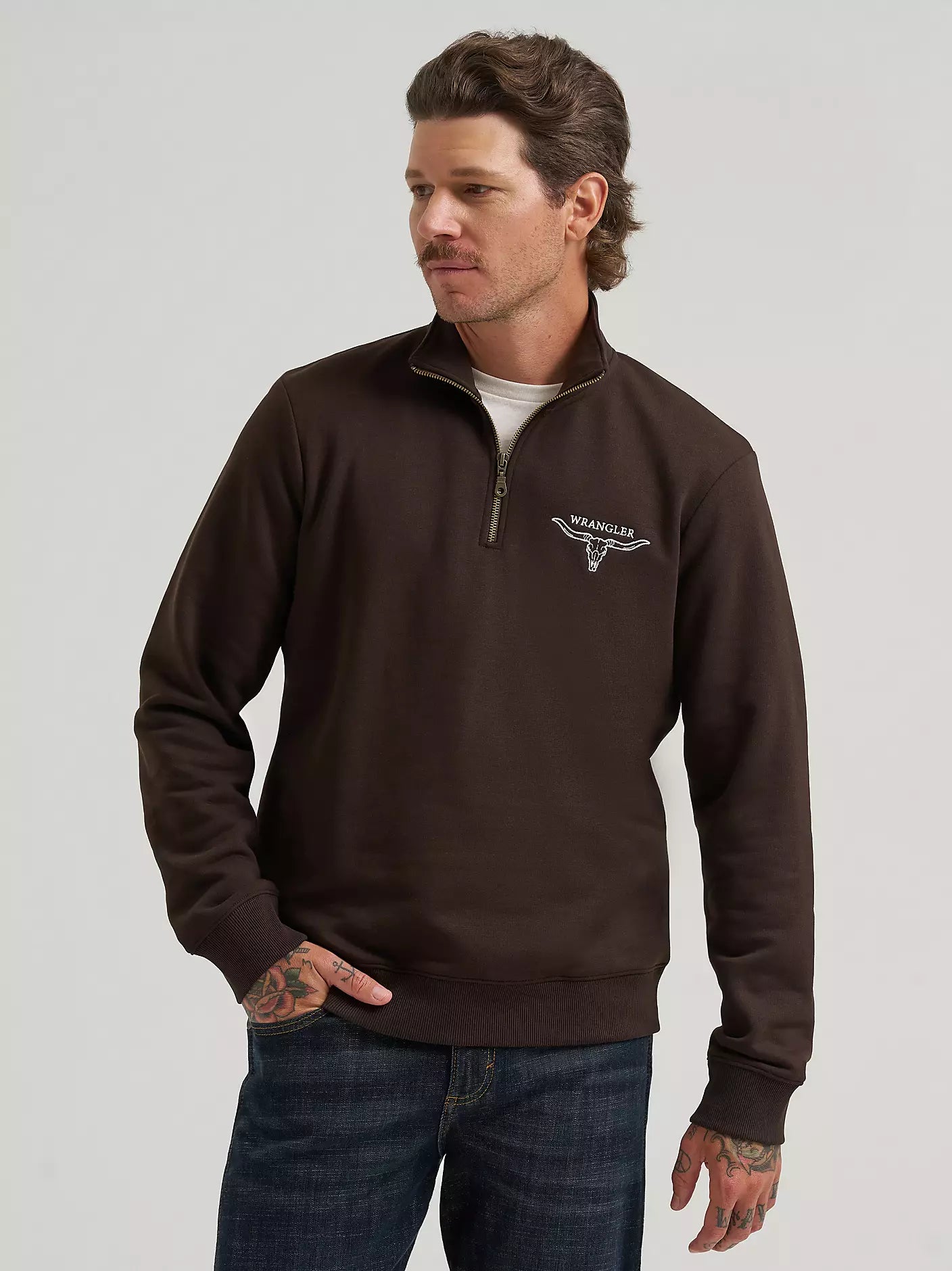Longhorn Wrangler Quarter-Zip Fleece Pullover