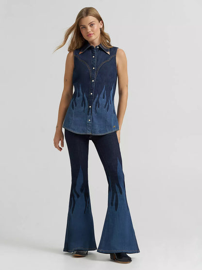 Lainey Wilson x Wrangler Flame Sleeveless Denim Shirt