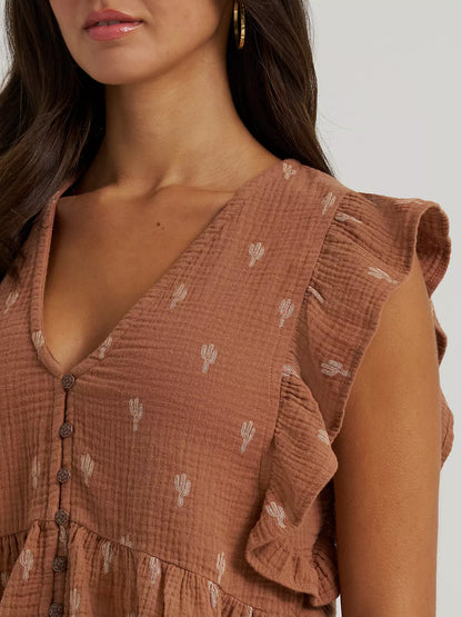 Gauzy Flutter Sleeve Blouse
