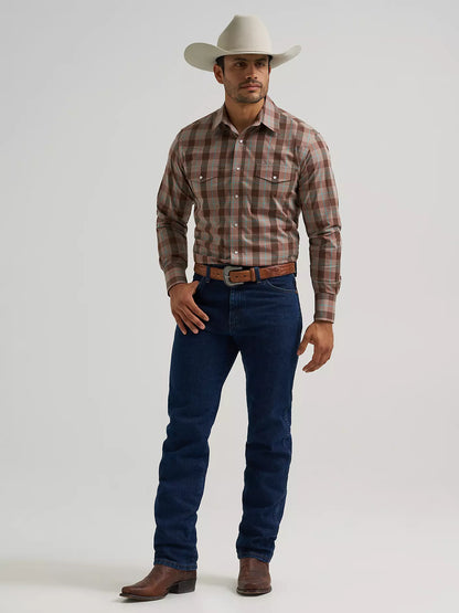 Wrinkle Resist Long Sleeve Western Snap Plaid Shirt