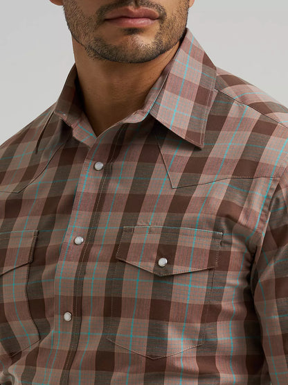 Wrinkle Resist Long Sleeve Western Snap Plaid Shirt