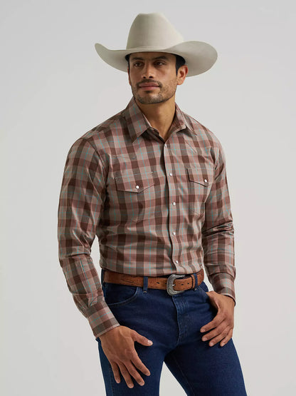 Wrinkle Resist Long Sleeve Western Snap Plaid Shirt