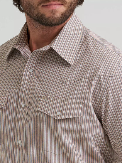 Wrinkle Resist Long Sleeve Western Snap Stripe Shirt