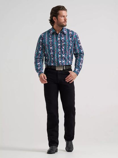 Checotah® Long Sleeve Western Snap Printed Shirt
