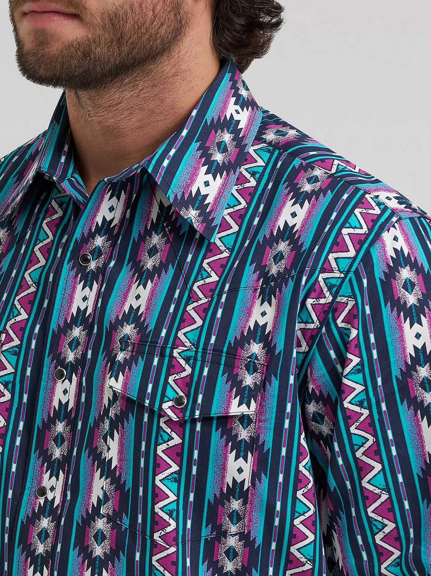 Checotah® Long Sleeve Western Snap Printed Shirt