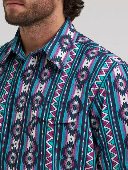 Checotah® Long Sleeve Western Snap Printed Shirt