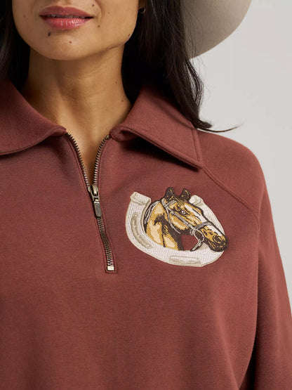 Women's Horseshoe Collared Zip Pullover