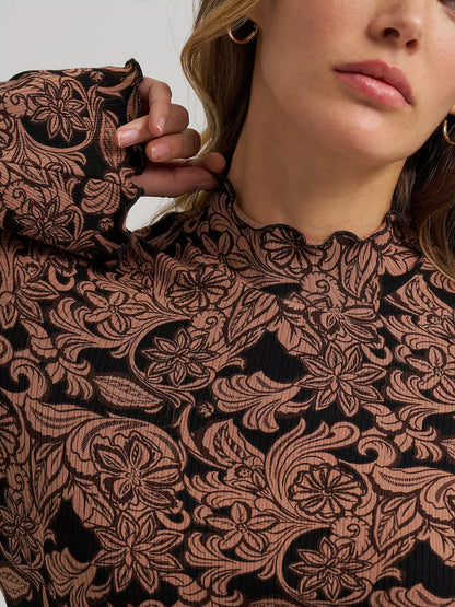Women's Mock Neck Knit Blouse