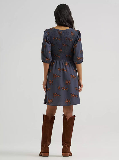Women's Smocked Puff-Sleeve Babydoll Dress