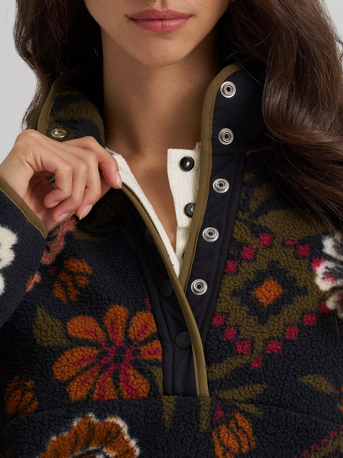 Ladies Sherpa Snap Pullover