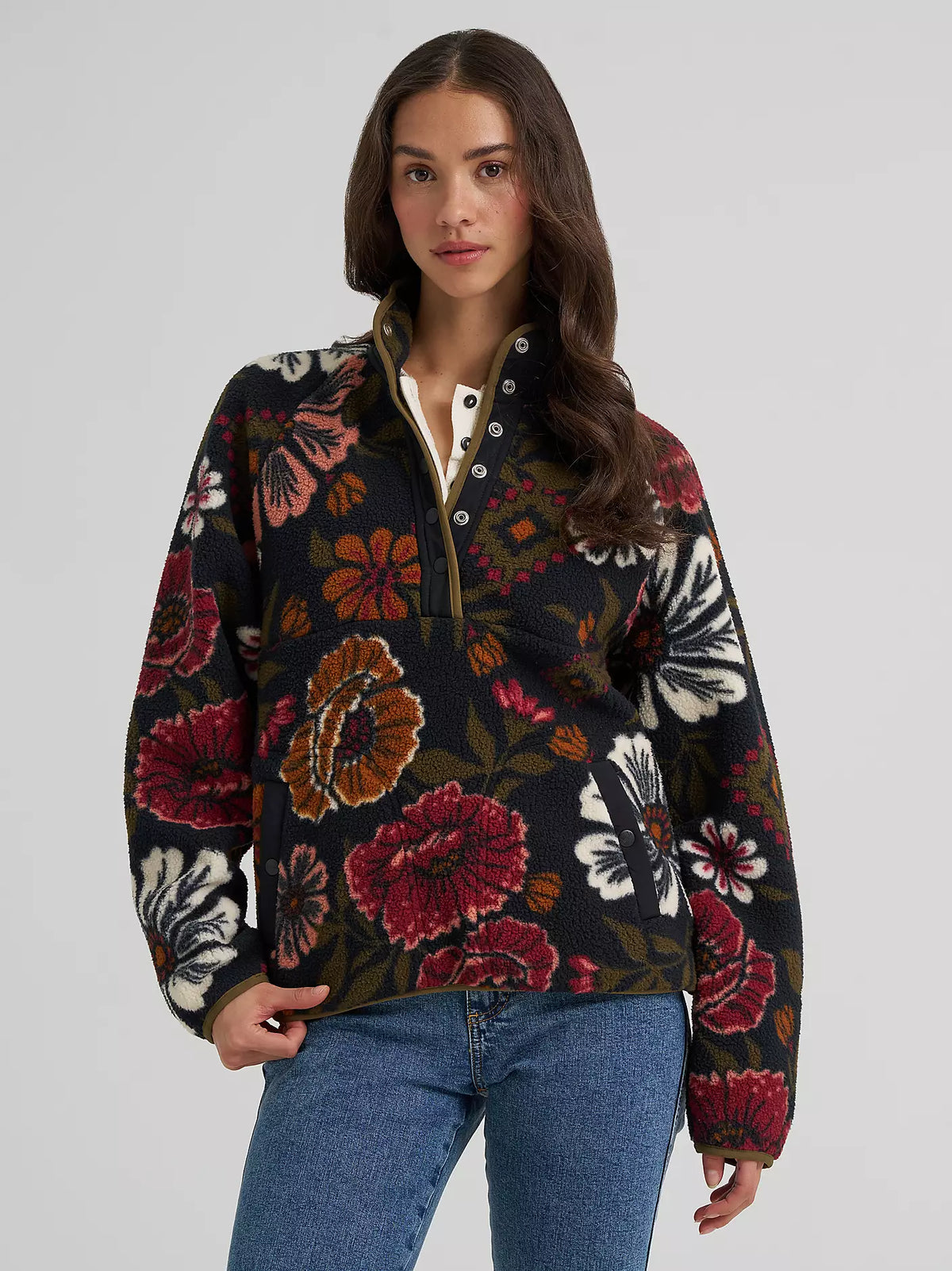 Ladies Sherpa Snap Pullover