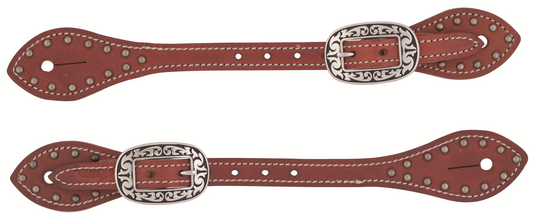 Men's Flared Buttered Harness Leather Spur Straps, Canyon Rose